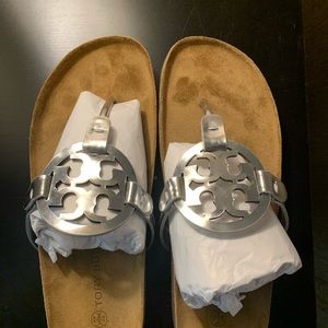 tory burch cloud sandals BRAND NEW silver
